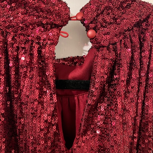 Burgundy/Red Sleeveless Sequined Top - Ninety Clothing co - Picture 3 of 5